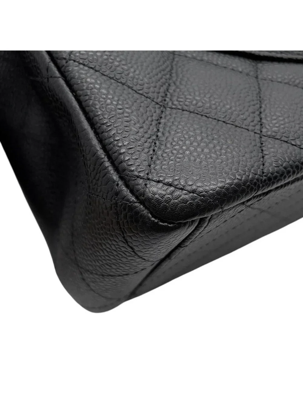 Chanel Chain Shoulder Bag Quilted 34 CC Logo Maxi Double Flap Caviar Leather